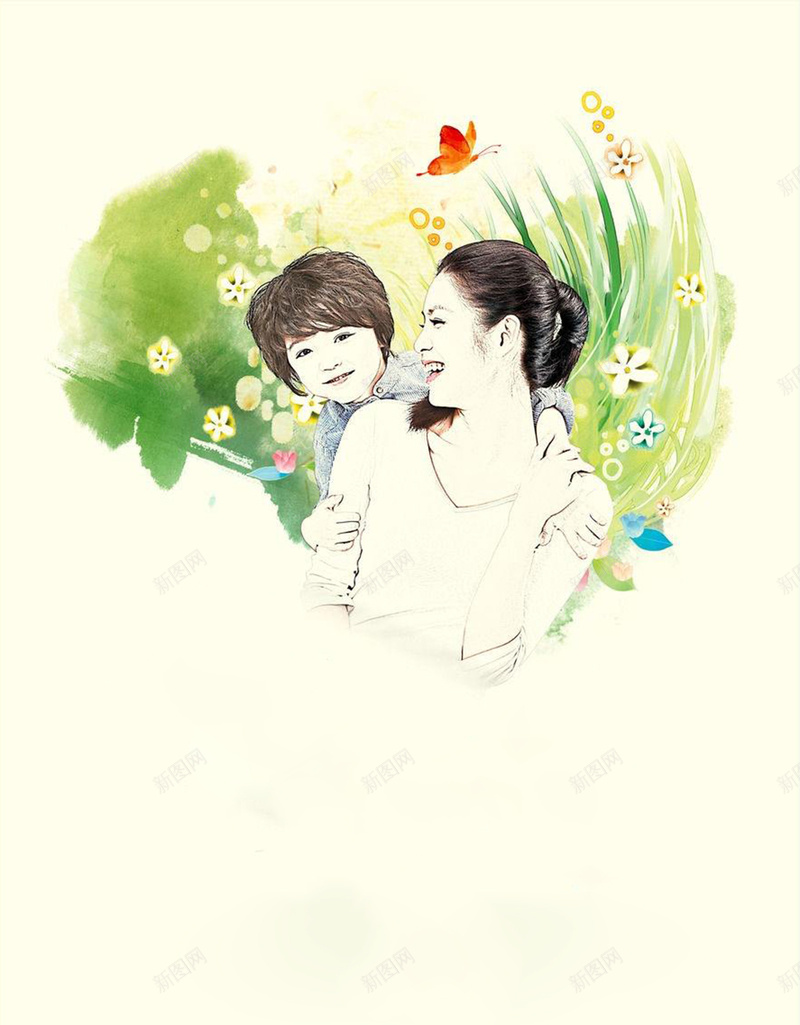感恩母亲节温馨促销活动海报广告背景jpg设计背景_88icon https://88icon.com 女儿 女儿抱着妈妈 妈妈 感恩 手绘 有爱 母亲节 母亲节淘宝促销活动 温暖 绿色 花朵 蝴蝶