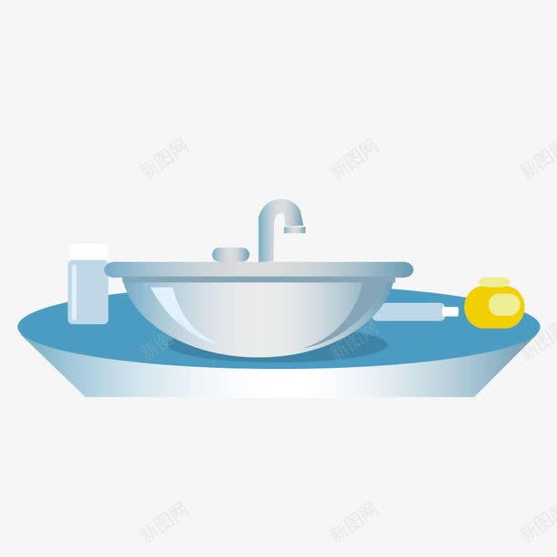 蓝色洗漱盆脸盆png免抠素材_88icon https://88icon.com 洗漱盆 脸盆 蓝色