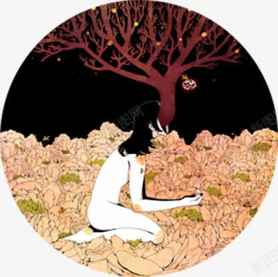 树下悲伤的女人png免抠素材_88icon https://88icon.com 女人 悲伤 手绘 抽象 插画 装饰