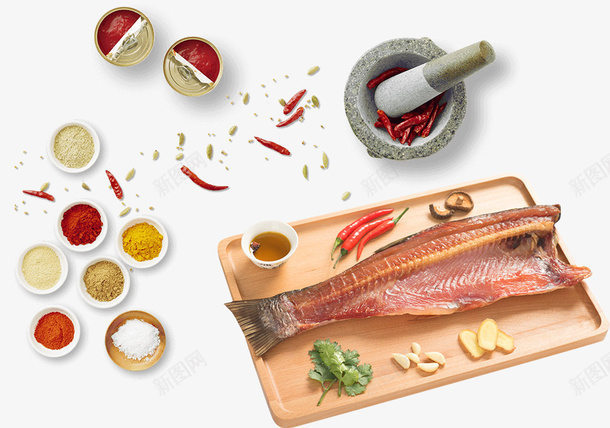 鱼排和小料psd免抠素材_88icon https://88icon.com 健康 小料 美味 鱼排