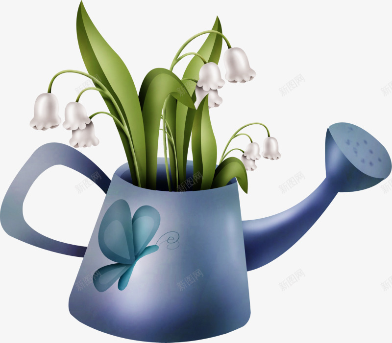 彩绘水壶花朵装饰png免抠素材_88icon https://88icon.com 花朵 春天 水壶 装饰