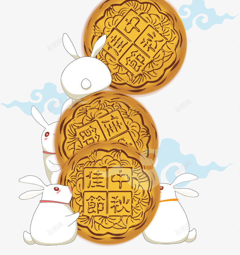 中秋节装饰月饼兔子装饰壁纸装饰壁纸png免抠素材_88icon https://88icon.com 装饰 壁纸 中秋节 月饼 兔子