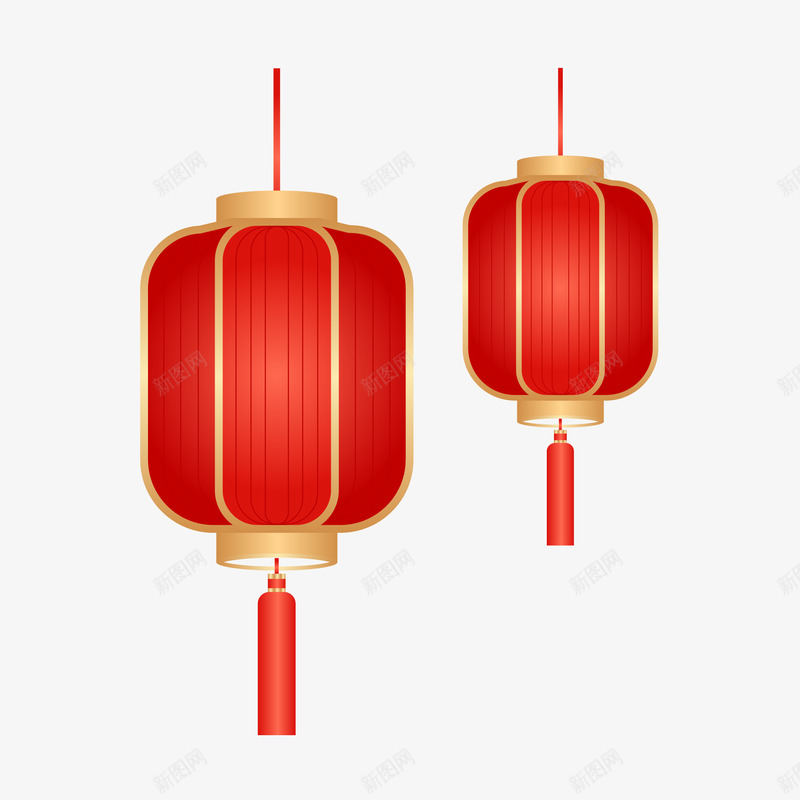 红金灯笼png免抠素材_88icon https://88icon.com 红金灯笼 红金装饰 元旦 新年 春节 灯笼 红色 红金