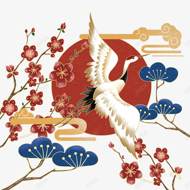 仙鹤祥云梅花中国风春节高清涂设计png免抠素材_88icon https://88icon.com 仙鹤 祥云 梅花 中国 国风 春节 高清 设计