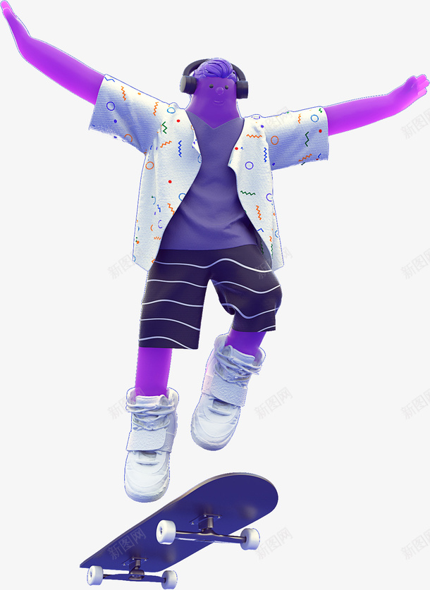 C4D人物玩滑板png免抠素材_88icon https://88icon.com C4D 人物 滑板 滑板姿势 玩