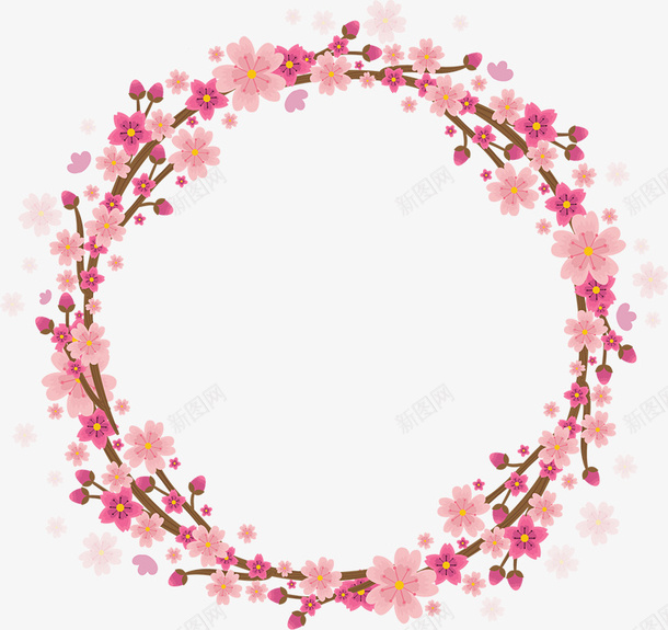 樱花花环花边手绘png免抠素材_88icon https://88icon.com 花环 手绘 边框 花环手绘
