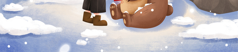 手绘卡通人物树枝装饰元素psd设计背景_88icon https://88icon.com 冬天 卡通人物 手绘 抓气球的熊 熊 背景图 艺术字 雪花