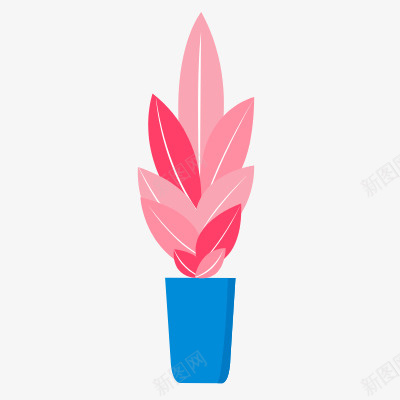 粉色蓝底花卉png免抠素材_88icon https://88icon.com 植物 花卉 手绘 卡通