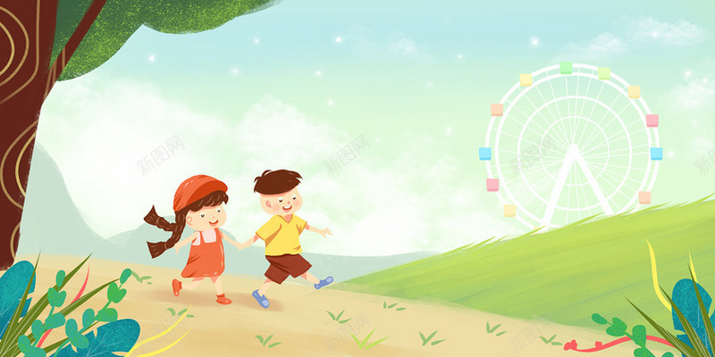 六一儿童节夏天海报夏天唯美夏天儿童插画梦幻摩天轮插jpg设计背景_88icon https://88icon.com 夏天 六一儿童节 海报 唯美 儿童 插画 梦幻 摩天轮