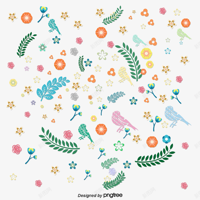 复古的鸟和花无缝矢量png免抠素材_88icon https://88icon.com 复古 无缝 矢量