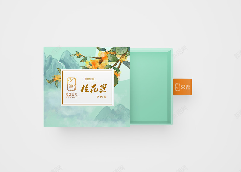 桂花蜜礼品盒效果图png免抠素材_88icon https://88icon.com 桂花 桂花蜜 绿色 礼品盒 效果图