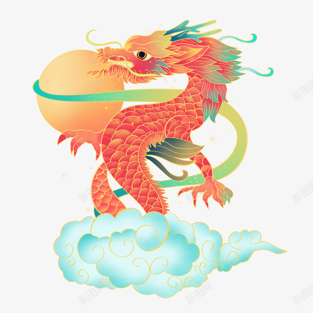 中国古典神龙png免抠素材_88icon https://88icon.com 中国龙 古典 古风 威武的龙 彩色龙
