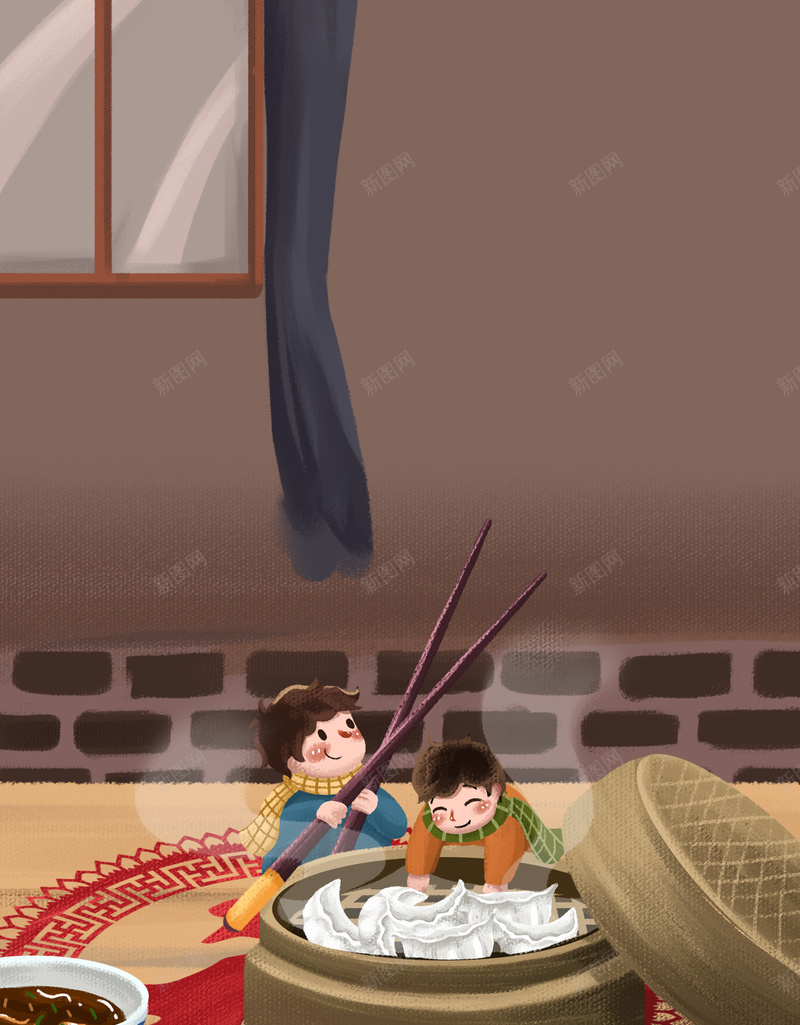 手绘创意冬至吃饺子背景图psd设计背景_88icon https://88icon.com 冬至 饺子 手绘 背景图 墙面 创意背景
