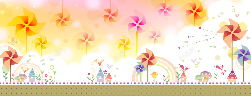 卡通元素可爱横幅背景童画矢量63ai设计背景_88icon https://88icon.com 插画 卡通元素 童画 花朵