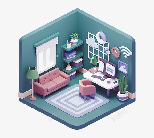 3D立体工作室场景图png免抠素材_88icon https://88icon.com 立体 工作室 场景
