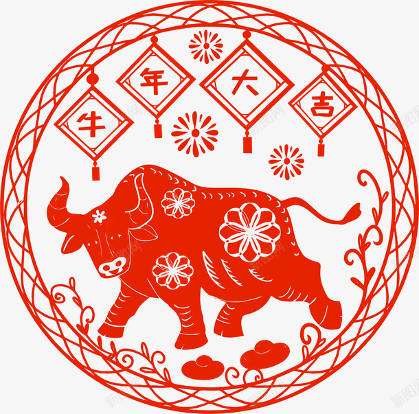 牛年剪纸窗花4png免抠素材_88icon https://88icon.com 剪纸牛 牛年剪纸 窗花 新年窗花 牛年窗花 剪纸 矢量牛