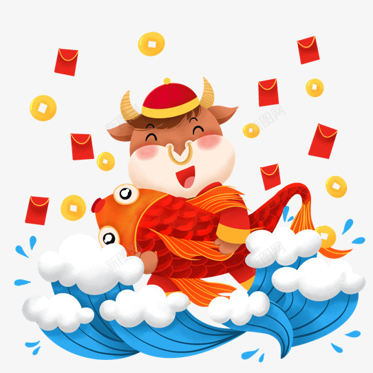 2021牛年新年元素卡通牛元素png免抠素材_88icon https://88icon.com 牛年 新年 红包 卡通牛