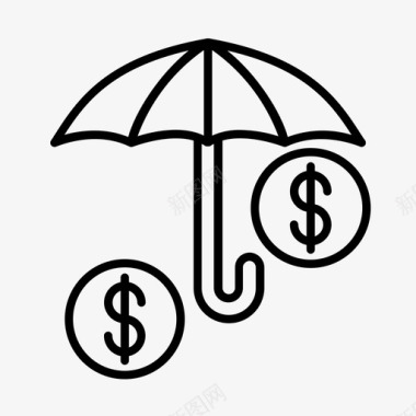 伞下的钱商业金融图标icon 伞下的钱商业金融图标