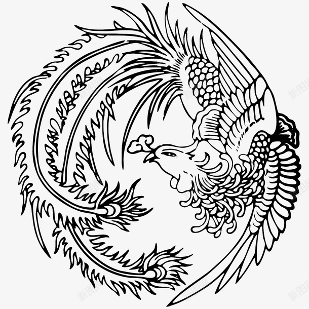 国潮凤凰传统图案圆形标10png免抠素材_88icon https://88icon.com 传统图案 凤凰 凤图案 国潮 圆形标