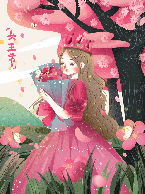 女王节手绘人物植物装饰元素图psd免抠素材_88icon https://88icon.com 元素图 女王节 手绘人物 植物装饰 自己的女王 花朵元素