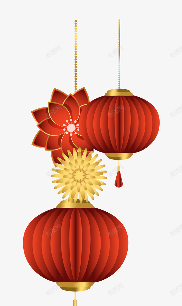 新春大吉红色灯笼ai免抠素材_88icon https://88icon.com 新春 大吉 红色 灯笼