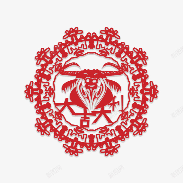 新年剪纸png免抠素材_88icon https://88icon.com 牛年 剪纸 窗花 春节