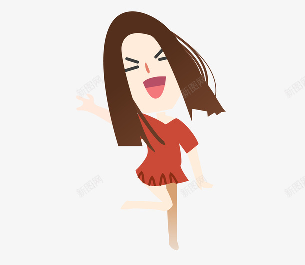 长发美女插画png免抠素材_88icon https://88icon.com 插画 美女 人物 可爱