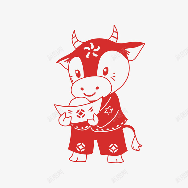 新年剪纸png免抠素材_88icon https://88icon.com 牛年 剪纸 窗花 春节