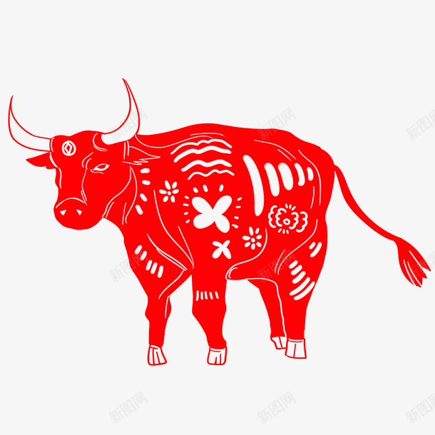 新年剪纸png免抠素材_88icon https://88icon.com 牛年 剪纸 窗花 春节