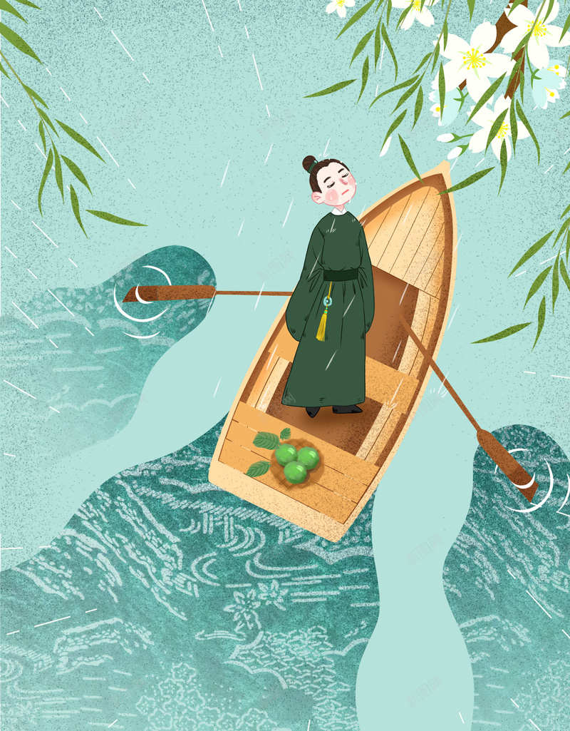 手绘古风人物小舟柳条背景图psd设计背景_88icon https://88icon.com 一叶轻舟 人物 古风 小舟 手绘 柳条 泛舟 背景图