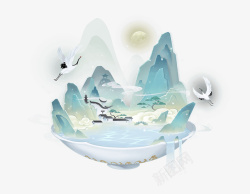 中国风山水渐变png图片下载 中国风山水渐变素材
