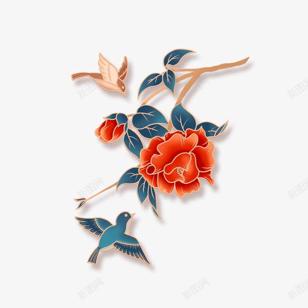 中国风喜鹊飞png免抠素材_88icon https://88icon.com 中国风 喜鹊 梅花 植物