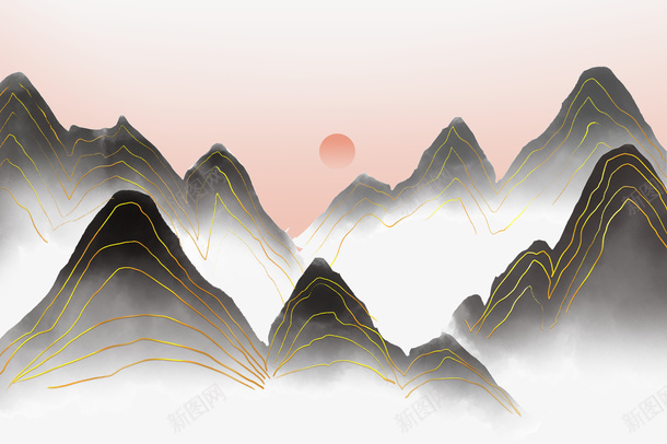 中国风山山峦白云缭绕png免抠素材_88icon https://88icon.com 中国风 山 山峦 山水彩 白云缭绕