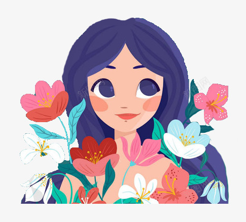人物手绘小女孩花朵png免抠素材_88icon https://88icon.com 花 春天 女孩 手绘