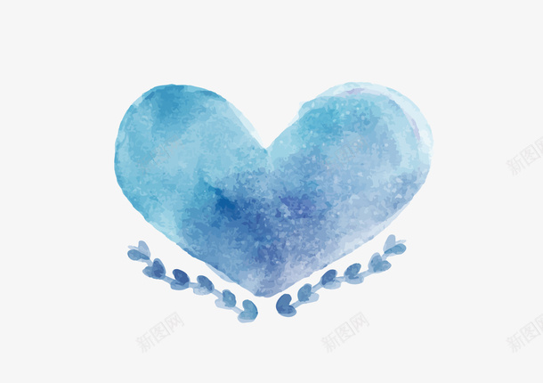 手绘水彩爱心形状图形png免抠素材_88icon https://88icon.com 植物 水彩 爱心 蓝紫爱心 蓝色