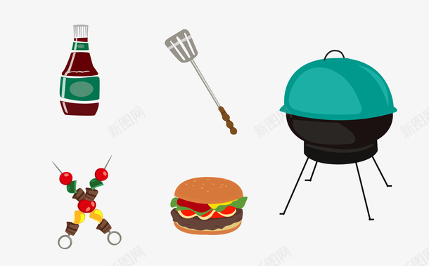 烧烤卡通简约素材png免抠素材_88icon https://88icon.com 烧烤 简约 彩色 卡通