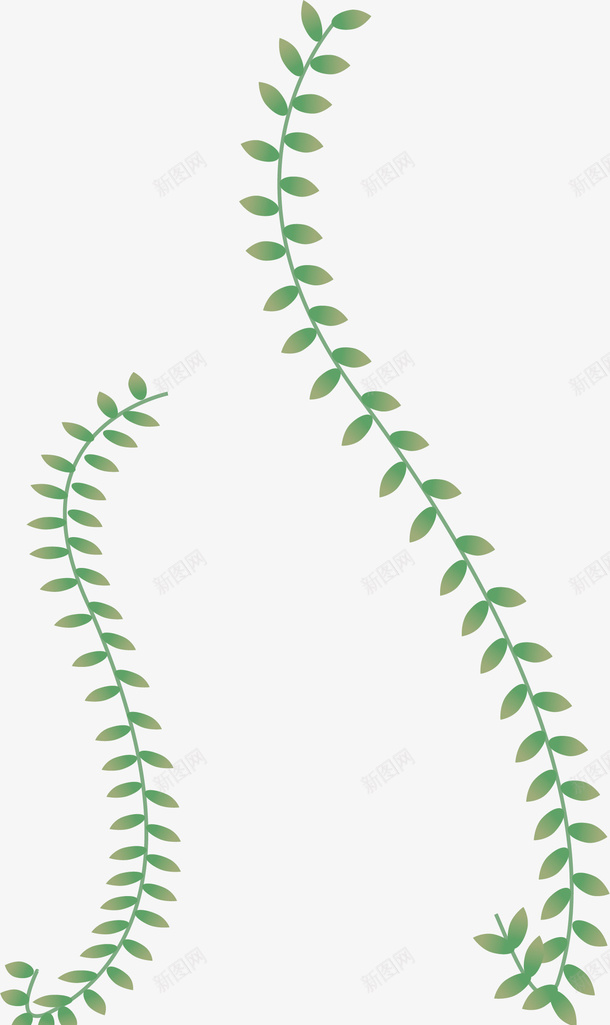 绿色卡通枝条元素png免抠素材_88icon https://88icon.com 素材 装饰 枝条 春天