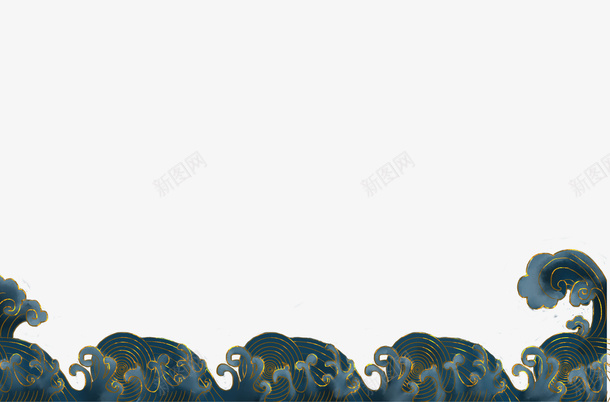 中国风金边云纹海浪元素png免抠素材_88icon https://88icon.com 中国风 金边 云纹 海浪元素