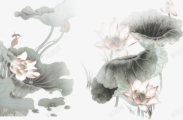 古风荷花水墨画psd免抠素材_88icon https://88icon.com 古风 古风春景 水墨画 画室宣传单水墨画 荷花 荷花墨 莲花 风水画