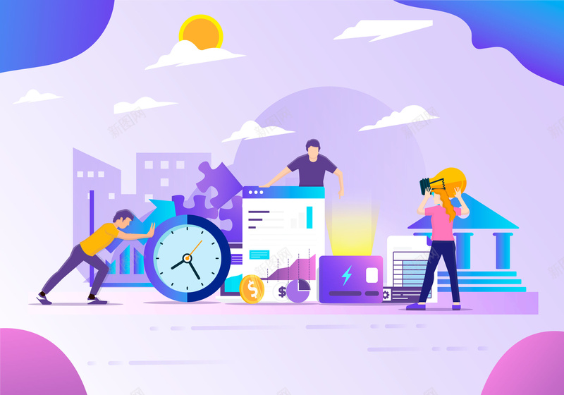 紫色金钱管理背景ai设计背景_88icon https://88icon.com 经济 金融 时间 25D