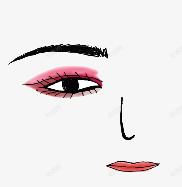 人物五官手绘png免抠素材_88icon https://88icon.com 五官 人物 口鼻 手绘 眼影 鼻子眼睛嘴巴