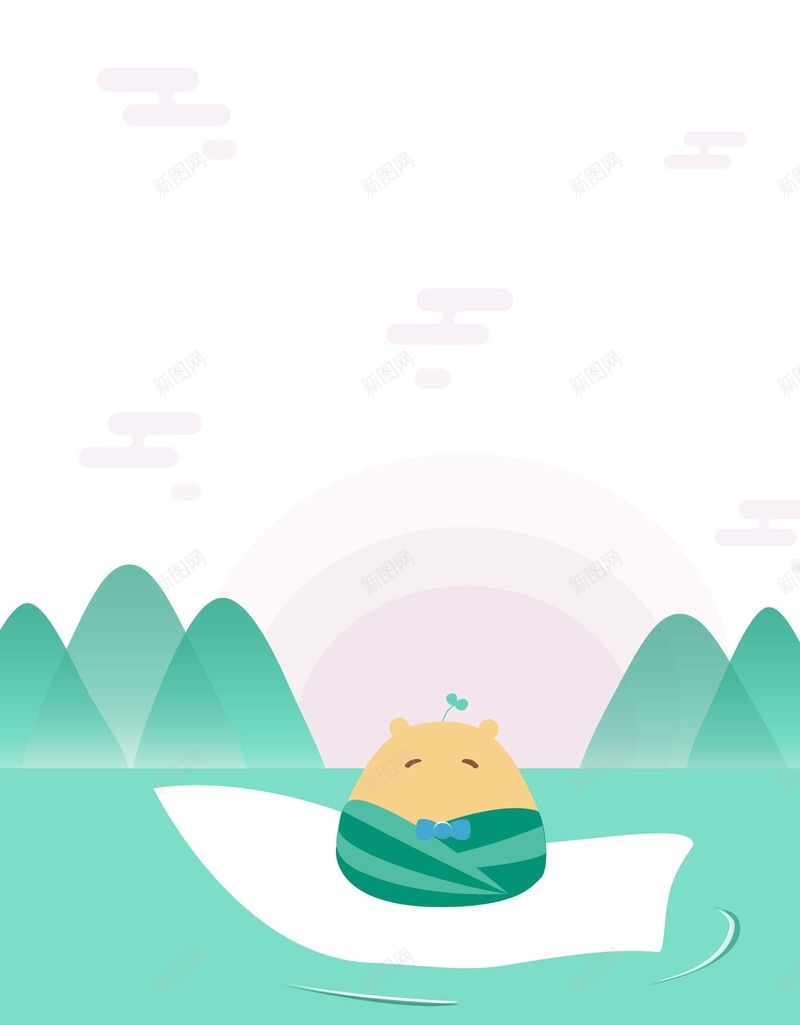 卡通端午节海报背景psd设计背景_88icon https://88icon.com 节日气氛 元素 山水 手绘 船 端午节 节日海报 粽子
