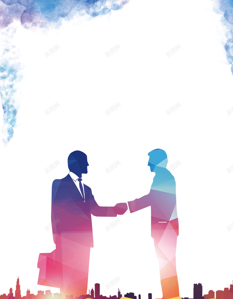 炫彩立体几何商务人士海报背景psd设计背景_88icon https://88icon.com 几何 握手 男人 光晕 海报 背景 温暖