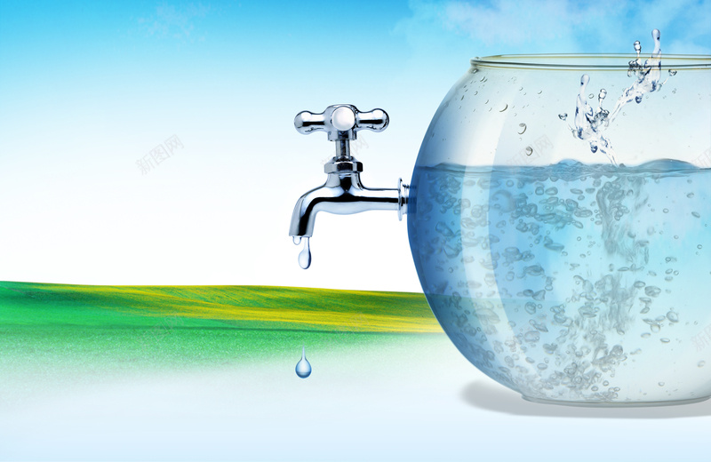 节能环保海报背景素材psd设计背景_88icon https://88icon.com 创意 山川 水 水龙头 省水 节水 节约用水 节能环保图片下载 草地 蓝天