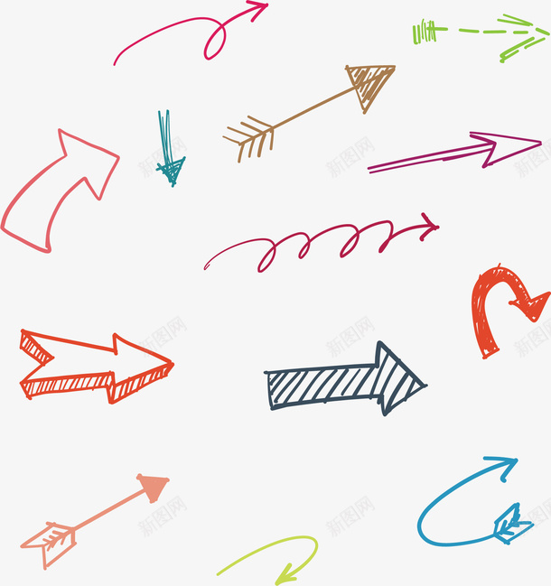 矢量手绘手绘箭头ai免抠素材_88icon https://88icon.com 矢量图 手绘 手绘箭头 卡通箭头 装饰图案 涂鸦 箭头
