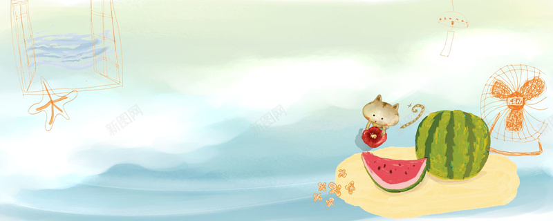 大暑处暑卡通童趣淘宝海报背景psd设计背景_88icon https://88icon.com 大暑 处暑 夏天 夏季 清凉节 手绘西瓜 猫 风扇 夏季促销 卡通 童趣 手绘 淘宝 海报背景 电商