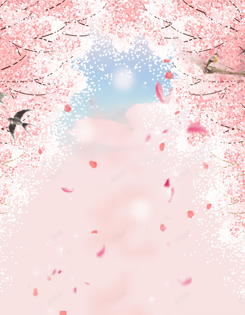 粉色浪漫春天樱花贺卡H5背景jpg设计背景_88icon https://88icon.com 浪漫风 邀请函 春天 梦幻 贺卡 樱花 花瓣飞舞 粉色背景 H5背景 h5 psd分层素材