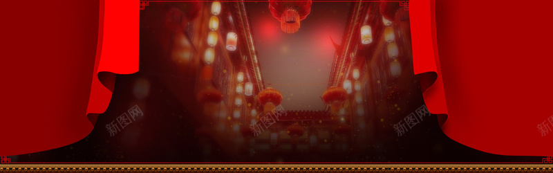 喜庆节日bannerpsd设计背景_88icon https://88icon.com 中国红 街景 灯笼 海报banner 中国风