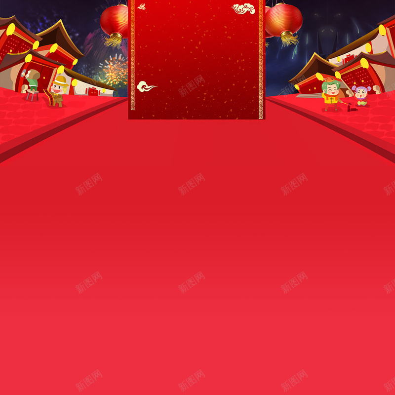 除夕狂欢灯笼鞭炮红色公告牌背景板jpg设计背景_88icon https://88icon.com 鞭炮 除夕 公告 红色灯笼 狂欢背景 红色背景 促销 古建筑 中国风