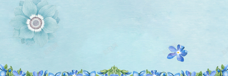 夏日上新清新手绘简约bannerpsd设计背景_88icon https://88icon.com 夏日上新 新品上市 新款上市 夏天 清爽 手绘花 化妆品 服装 家纺 小清新 手绘 电商 蓝色背景